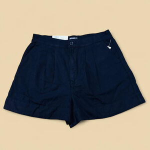 80’s Vintage Style Preppy Joie High Waisted Pleated Black Shorts M